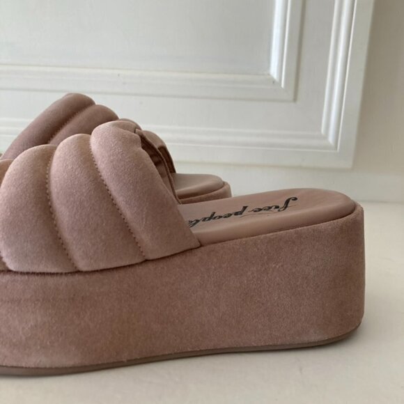 NWOT Free People Almost Paradise Sand Suede Platforms Sz 38 - Picture 3 of 7